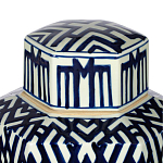 Ваза с крышкой и графическим узором в сине-белых цветах Blue & White Ornament  варинант исполнения - 4 | Loft Concept в Красноярске