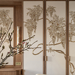 Обои с вышивкой ручной работы Deco Wisteria ﻿Midas colourway on Liso Pearl wool sateen варинант исполнения - 3 | Loft Concept в Красноярске