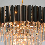 Люстра из черного металла с многоярусными подвесками из прозрачного хрусталя на золотой цепи Empire Black Chandelier Crystal варинант исполнения - 9 | Loft Concept в Красноярске