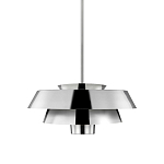 Подвесной светильник с широким многоярусным металлическим плафоном цвета никель в современном стиле Feiss варинант исполнения - 1 | Loft Concept в Красноярске