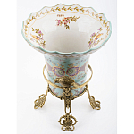 Ваза из голубого фарфора с рисунком птиц и цветов и декоративными элементами Blue Garden варинант исполнения - 3 | Loft Concept в Красноярске