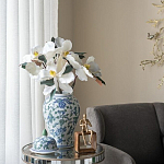 Ваза с крышкой и зелено-голубым рисунком на белом фоне 51 см Blue & White Ornament варинант исполнения - 5 | Loft Concept в Красноярске