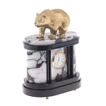 Часы настольные бронзовые с декором в виде медведя Bear Stone Clock варинант исполнения - 3 | Loft Concept в Красноярске