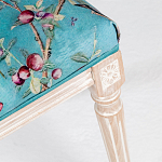 Банкетка из массива бука с цветочным принтом Turquoise Beige Chinoiserie Imperial  Garden Banquette варинант исполнения - 4 | Loft Concept в Красноярске
