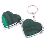 Зеркало брелок складное двухстороннее в форме сердца из натурального камня Малахит Stone Mirrors варинант исполнения - 2 | Loft Concept в Красноярске