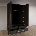 Шкаф платяной Primo с выдвижными ящиками шпон Темный орех варинант исполнения - 4 | Loft Concept в Красноярске