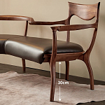 Кушетка с деревянным каркасом и сиденьем из коричневой натуральной кожи Moon Walnut Furniture варинант исполнения - 4 | Loft Concept в Красноярске