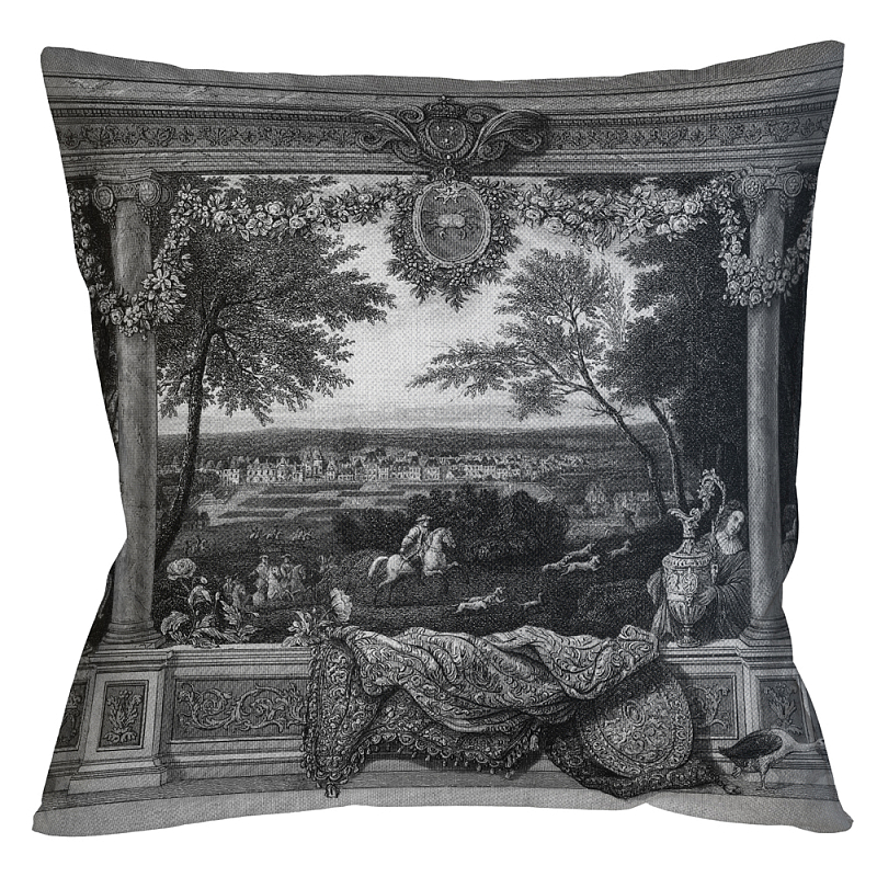 Декоративная подушка Fontainebleau Pillow Черно-белый Бежевый Декоративная подушка Fontainebleau Pillow Черно-белый Бежевый в Красноярске | Loft Concept