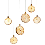 Подвесной светильник с плафонами из рельефного стекла Peony Glass Bronze Six варинант исполнения - 1 | Loft Concept в Красноярске