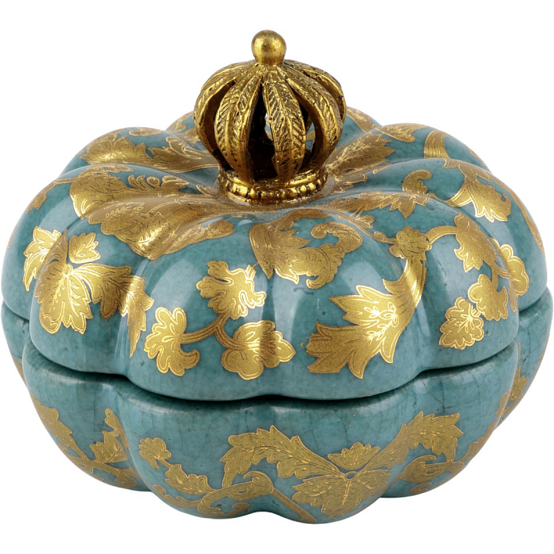 Фарфоровая шкатулка Pumpkin with a crown Бронза Голубой Фарфоровая шкатулка Pumpkin with a crown Бронза Голубой в Красноярске | Loft Concept