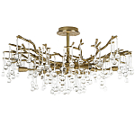 Потолочная люстра в виде ветвей деревьев золотого цвета с прозрачными подвесками-каплями Droplet Chandelier варинант исполнения - 1 | Loft Concept в Красноярске