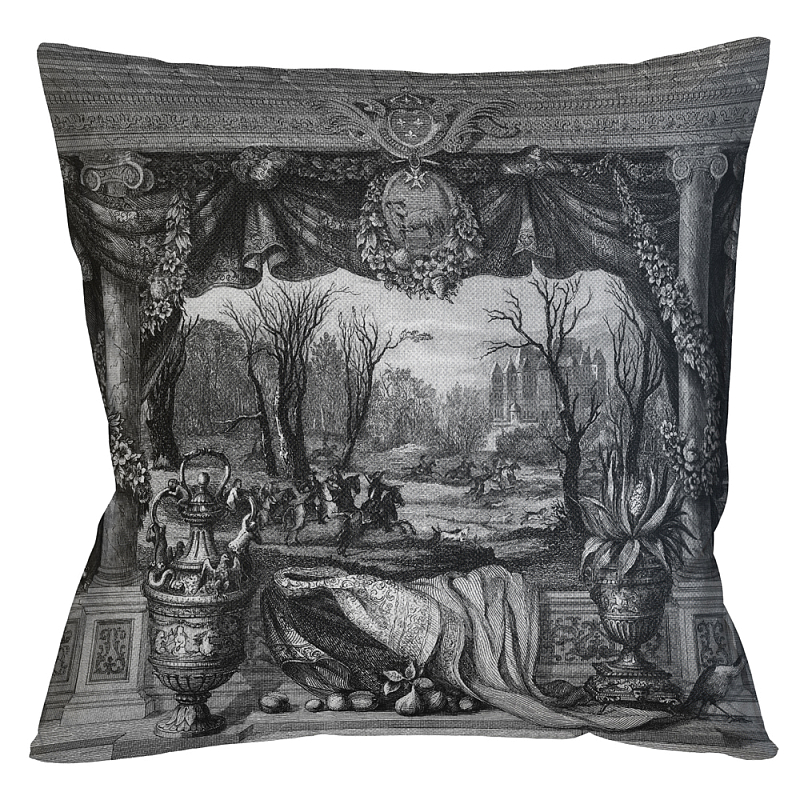 Декоративная подушка Madrid Castle Pillow Черно-белый Бежевый Декоративная подушка Madrid Castle Pillow Черно-белый Бежевый в Красноярске | Loft Concept