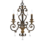 Люстра с подвесками из прозрачного стекла на кованом каркасе бронзового цвета в классическом стиле Quoizel варинант исполнения - 11 | Loft Concept в Красноярске