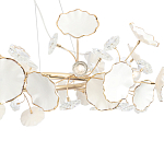 Люстра круглая с белыми лепестками из керамики и прозрачными хрустальными цветками Диаметр 82 см Wintery flovers варинант исполнения - 4 | Loft Concept в Красноярске