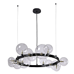 Люстра круглая подвесная с 15-ю прозрачными шарообразными плафонами из стекла Iona chandelier варинант исполнения - 6 | Loft Concept в Красноярске