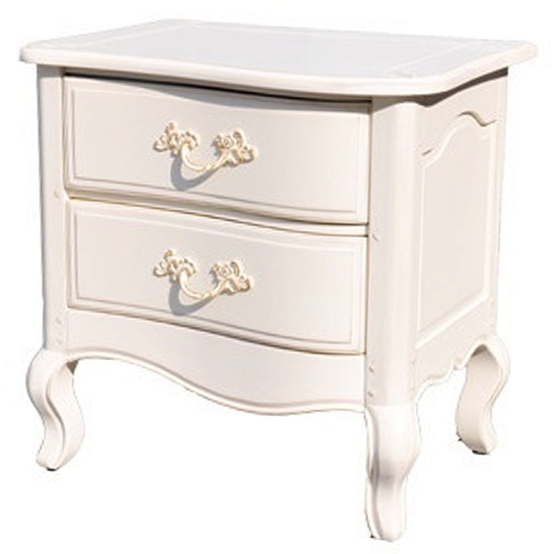 Прикроватная тумба в стиле прованс  с 2-мя ящиками Favre Montmartre Provence Bedside Table Белый в Красноярске | Loft Concept 