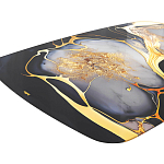 Обеденный стол с прямоугольной черно-золотой столешницей из стекла на 4-х металлических ножках Gold and Black Marble варинант исполнения - 4 | Loft Concept в Красноярске