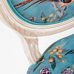 Стул из массива бука бирюзовый с изображением птиц и цветов Turquoise Beige Chinoiserie Birds Garden Chair варинант исполнения - 2 | Loft Concept в Красноярске