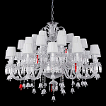 Люстра многоярусная с 30-ю белыми текстильными абажурами и хрустальными подвесками Lustre Reverie варинант исполнения - 1 | Loft Concept в Красноярске