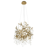 Подвесная люстра в виде ветвей деревьев золотого цвета с прозрачными подвесками-каплями 8 и 14 ламп Droplet Chandelier варинант исполнения - 4 | Loft Concept в Красноярске