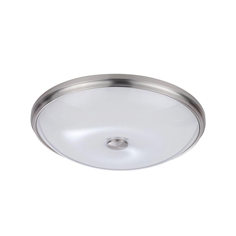 Потолочный светильник круглый с матовым стеклянным плафоном и металлической окантовкой Soft Halo Бронза Белый Никель в Красноярске | Loft Concept 