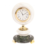 Часы настольные бронзовые из натуральных камней Мрамор и Змеевик Stone Clock варинант исполнения - 7 | Loft Concept в Красноярске