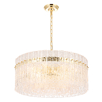 Люстра подвесная круглая с прозрачными рельефными стеклянными вставками и золотым основанием Textured Glass Chandelier варинант исполнения - 3 | Loft Concept в Красноярске