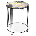 Стол журнальный круглый со столешницей из стекла Gold and Black Marble варинант исполнения - 1 | Loft Concept в Красноярске