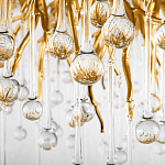 Люстра подвесная с прозрачными стеклянными подвесками в форме капель Диаметр 80 см Droplet Chandelier варинант исполнения - 16 | Loft Concept в Красноярске