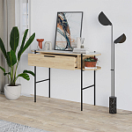 Консоль напольная деревянная с выдвижным ящиком и 2-мя полками со столешницей цвета белый мрамор OTIS CONSOLE OAK варинант исполнения - 2 | Loft Concept в Красноярске