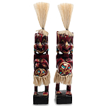 Комплект из 2-х деревянных статуэток Asmat Straw Headdress Statuettes Red Tattoo варинант исполнения - 1 | Loft Concept в Красноярске