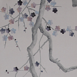 Обои ручная роспись Plum Blossom Special Colourway on Lilac Hint dyed silk варинант исполнения - 3 | Loft Concept в Красноярске