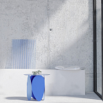 Matis журнальный столик синий из металла и кожи варинант исполнения - 1 | Loft Concept в Красноярске