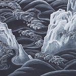 Обои ручная роспись Matsushima Waves Roka on Edo Night painted silk варинант исполнения - 2 | Loft Concept в Красноярске