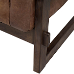 Коричневое кожаное кресло на деревянном каркасе Duncan Armchair варинант исполнения - 1 | Loft Concept в Красноярске