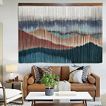 Современное Панно на стену из нитей Mountains at Sunset Горы на Закате  варинант исполнения - 1 | Loft Concept в Красноярске