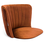 Барный стул со спинкой на 4-х деревянных ножках Оранжевый Велюр Ava Charm варинант исполнения - 3 | Loft Concept в Красноярске