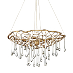 Люстра подвесная золотого цвета с металлическим сетчатым основанием и стеклянными каплевидными подвесками Hinkley варинант исполнения - 1 | Loft Concept в Красноярске