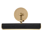 Светильник для картин цвет винтажная латунь с прямоугольным плафоном из кожи черного цвета Alora варинант исполнения - 3 | Loft Concept в Красноярске