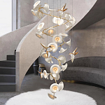 Люстра каскадная из белых цветов каллы и птичек Refined Taste of Light варинант исполнения - 4 | Loft Concept в Красноярске