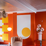 Обои ручная роспись Chez Nina by India Mahdavi Lantana colourway on Arancio dyed silk варинант исполнения - 5 | Loft Concept в Красноярске