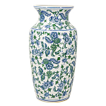 Ваза с зелено-голубым цветочным узором на белом фоне 61 см Blue & White Ornament варинант исполнения - 1 | Loft Concept в Красноярске
