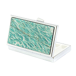 Таблетница карманная прямоугольная на 7 отделений с зеркалом и накладкой из натурального камня Амазонит Silver Stone Pillboxes варинант исполнения - 2 | Loft Concept в Красноярске