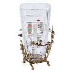 Ваза стеклянная прозрачная с бронзовым основанием в виде ветвей и фарфоровыми птичками Eden Garden варинант исполнения - 2 | Loft Concept в Красноярске