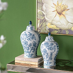 Ваза с крышкой и голубым цветочным рисунком на белом фоне Blue & White Ornament варинант исполнения - 6 | Loft Concept в Красноярске