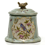 Шкатулка голубого цвета с рисунком и состаренным эффектом Eden Garden варинант исполнения - 1 | Loft Concept в Красноярске