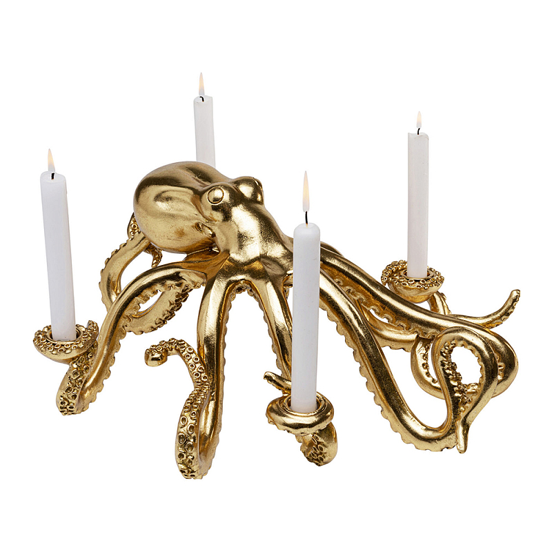 Большой Подсвечник золотой Осьминог Gold Octopus Candlestick  Глянцевое золото в Красноярске | Loft Concept 