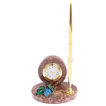 Часы настольные с шариковой металлической ручкой из натурального камня Stone Clock варинант исполнения - 4 | Loft Concept в Красноярске
