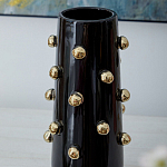 Ваза черная цилиндрическая с глянцевым покрытием и золотыми декоративными элементами Molecule Collection варинант исполнения - 2 | Loft Concept в Красноярске