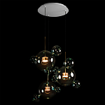 Люстра подвесная с прозрачными бирюзовыми стеклянными шарами и круглым основанием 3 лампы Giopato & Coombes варинант исполнения - 4 | Loft Concept в Красноярске
